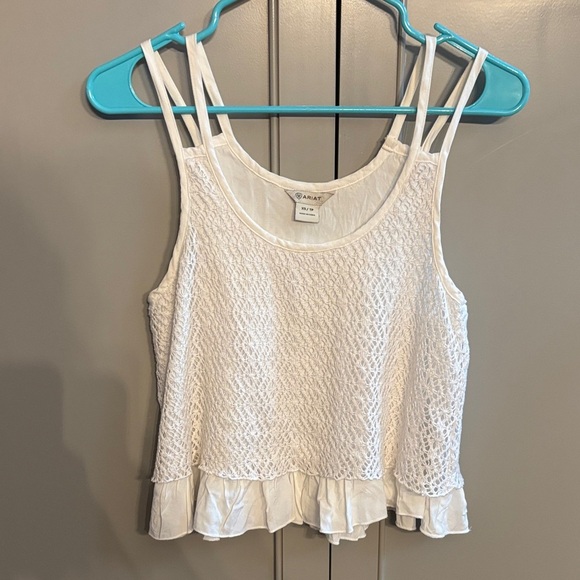 Ariat  White Lace Double Strap Tank xs - Picture 1 of 5